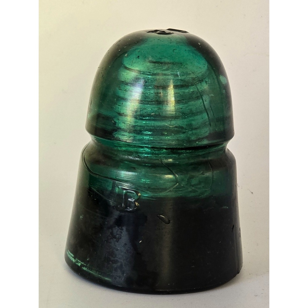 Antique Glass Insulator Brookfield Beehive Signal Shape B 1 2 Teal Aqua Green